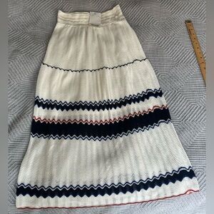 NWT Molli pointelle milk white striped skirt elastic waist pure cotton